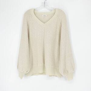 Mittoshop Textured V-Neck Cream Sweater Size Medium/Large